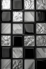 Fototapete - A grid of black and white squares, with each square containing a smaller square of the opposite color,