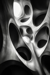 Leinwandbilder - A pattern of black and white ellipses, overlapping and intersecting to form a complex and visually engaging design,