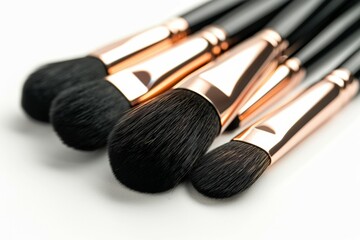 Wall Mural - A close up of set of makeup brushes, including a black and gold one