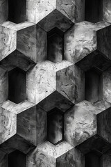 Leinwandbilder - An arrangement of black and white pentagons, interlocking to form a cohesive and balanced pattern,