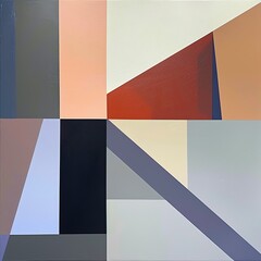 Poster - Modern geometric abstract art with bold colors and sharp angles, featuring an array of shapes and contrasting hues.