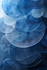 Leinwandbilder - A series of overlapping circles with a gradient transition from light blue to deep navy, creating a sense of depth and calm,