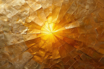 Aufkleber - Triangles arranged in a radial pattern, each with a gradient from soft yellow to vibrant gold, creating a sunburst effect,