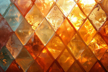 Poster - A pattern of diamonds with gradients moving from light peach to burnt orange, adding warmth and energy,