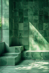 Poster - Squares with rounded corners, each with a gradient from light mint to forest green, evoking a sense of freshness,