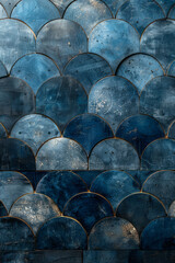 Leinwandbilder - A pattern of crescents with a gradient from light blue to midnight blue, evoking a night sky ambiance,