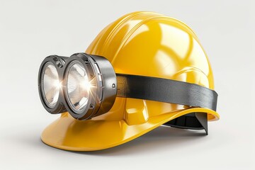 yellow hard hat with two lights on it