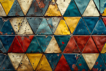 Leinwandbilder - A grid of equilateral triangles in alternating colors, creating a harmonious and balanced background,