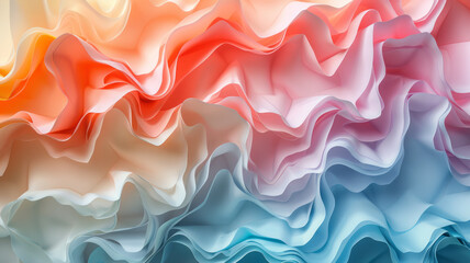 Poster - Abstract design with pastel-colored irregular polygons overlapping slightly, forming a balanced yet chaotic pattern,