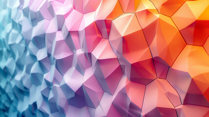 Poster - Illustration with irregular polygons in soft gradient shades, arranged to form a visually pleasing, chaotic pattern,