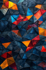 Leinwandbilder - Illustration with irregular polygons in contrasting bright and dark colors, their placement forming a harmonious pattern,
