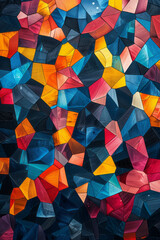 Leinwandbilder - Illustration with irregular polygons in contrasting bright and dark colors, their placement forming a harmonious pattern,