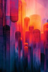 Aufkleber - Illustration with large blocks of gradient colors transitioning smoothly, forming a cohesive and modern composition,