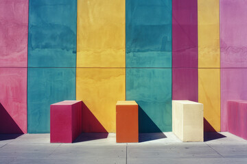 Leinwandbilder - Artwork with large blocks of contrasting bold colors, placed side by side to create a striking visual impact,