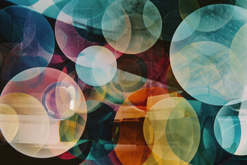 Fototapete - Illustration featuring overlapping circles of different sizes and transparencies, creating a layered bubble effect,