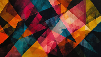 Fototapete - Design with overlapping diamonds in bright colors, their transparency creating a woven, textile-like appearance,