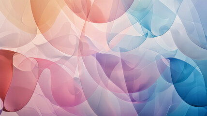 Fototapete - Composition of overlapping ellipses in soft gradient colors, blending seamlessly to form a harmonious, organic pattern,