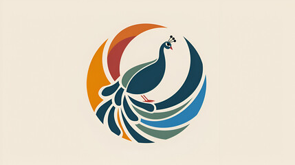 Wall Mural - peacock circle logo design, Generative AI