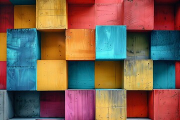 Wall Mural - Colorful Abstract Wooden Blocks