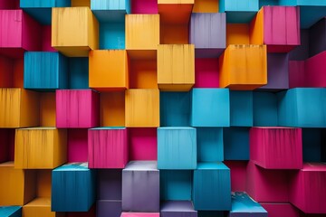 Wall Mural - Colorful Geometric Cube Pattern