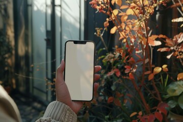 Poster - A person is holding a phone with a white screen