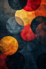 Poster - Abstract design with circles in gradient shades, transitioning from dark to light on a neutral background,