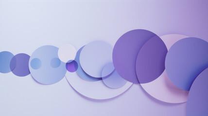 Minimalist illustration with circles in different shades of purple, arranged in a gradient pattern on a light purple background,