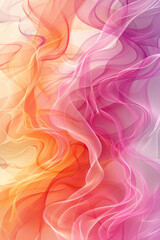 Poster - Illustration with wavy lines in soft pastel colors, arranged in a horizontal flow to create a calming effect,