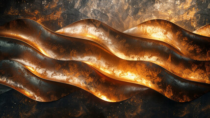 Poster - Abstract design featuring zigzag lines in metallic shades, adding a sense of sophistication and movement,
