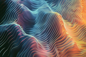 Fototapete - Illustration featuring wavy lines in gradient shades, transitioning from light to dark to create a sense of depth,