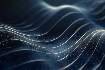 Aufkleber - Minimalist illustration with thin, silver zigzag lines on a dark blue background, adding a touch of elegance and movement,