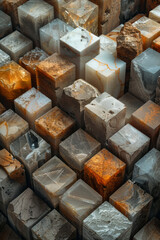 Leinwandbilder - Artistic depiction of isometric cubes in earth tones, arranged to create a modern and natural-looking background,