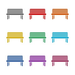 Canvas Print - Bench simple icon isolated on white background. Set icons colorful