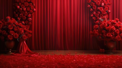 Wall Mural - Grandiose red wedding stage design. Elevating the celebration