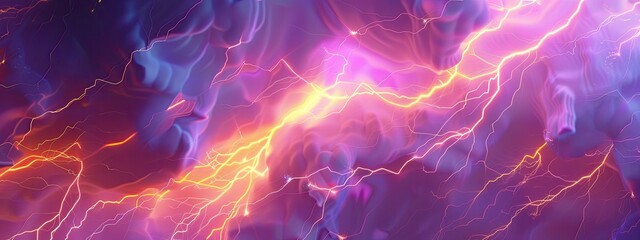 Wall Mural - electric texture. colorful lightning on dark sky background. thunderbolt background