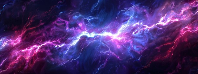Wall Mural - electric texture. colorful lightning on dark sky background. thunderbolt background