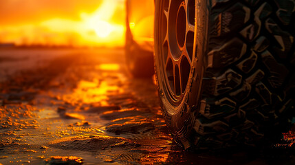 Wall Mural - car tire with tire drops