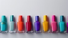 Row Of Different Colored Nail Polish Bottles
