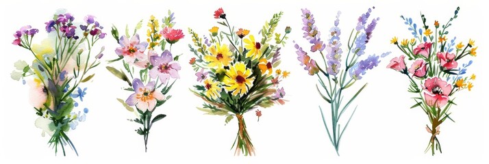 Wall Mural - Delicate Wildflower Bouquets for Design Projects Generative AI