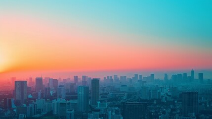 Poster - Sun Setting Over City Skyline