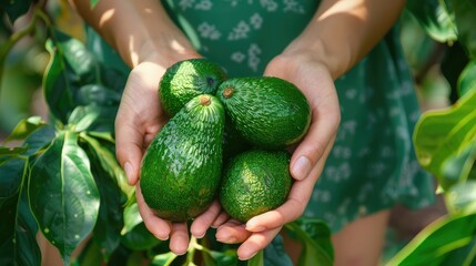 Poster - Harvest in the hands of a woman in the garden. Selective focus.