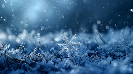 Wall Mural - Close Up of Snowflake on Ground