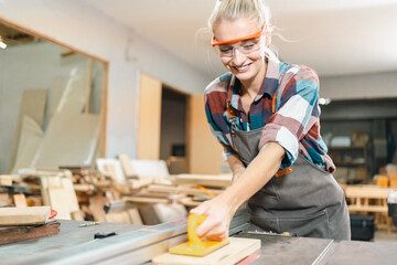 Wall Mural - carpenter workshop with timber equipment and carpenter's shop tool, craft woodwork industry by professional craftsman person working in wooden occupation job to make a furniture from wood plank