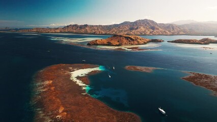 Poster - Komodo aerial. Aerial view of the sea and islands in Komodo National Park in Indonesia