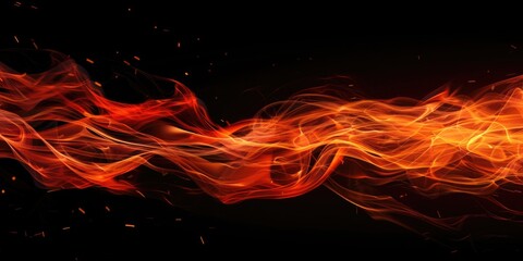 Poster - Red-orange fire on a black background.