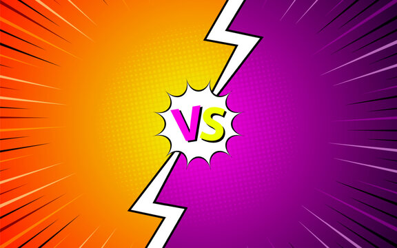 Cartoon comic background fight versus comic book colorful competition poster with halftone elements. vector illustration eps 10.