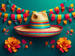 Wall Mural - Cinco de Mayo May 5. federal holiday in Mexico. banner design and poster design. flag and decorations design.