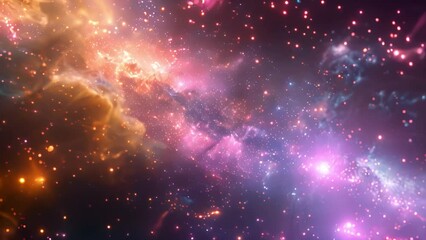 Poster - View a nebula with twinkling stars in the vastness of space. This stock video showcases cosmic beauty and awe-inspiring celestial formations.