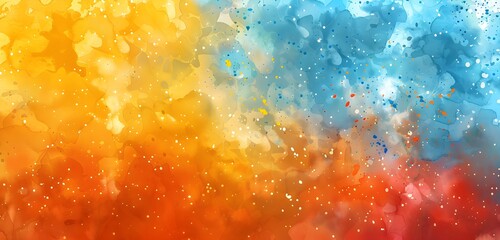 Poster - Abstract colorful background in the style of watercolor paint splash, bright colors of orange and blue
