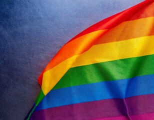 raised, shiny lgbt flag with bright colors, graphic, background texture close-up, macro shot of fabric, textiles, synthetics, queer pride month